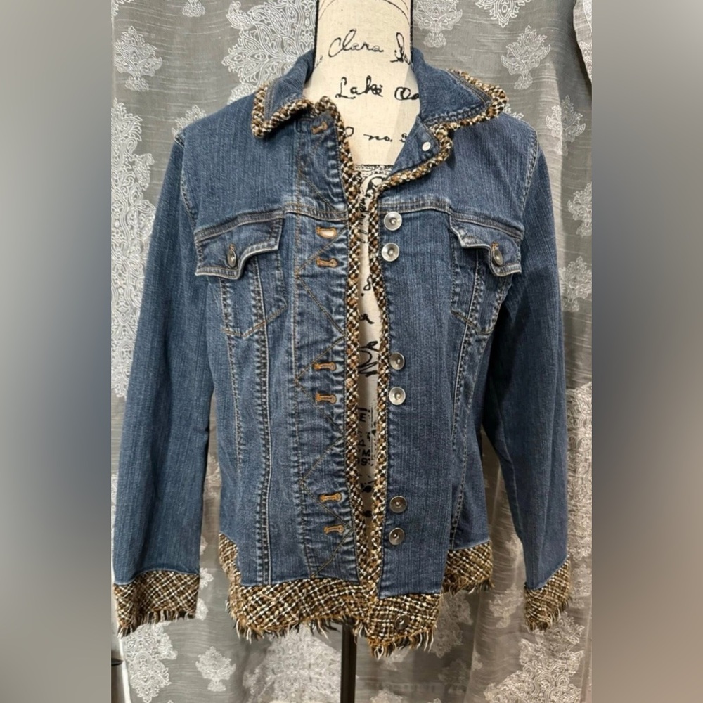 Coldwater Creek Denim Jacket 12 | Boucle Fringe Fall Layering